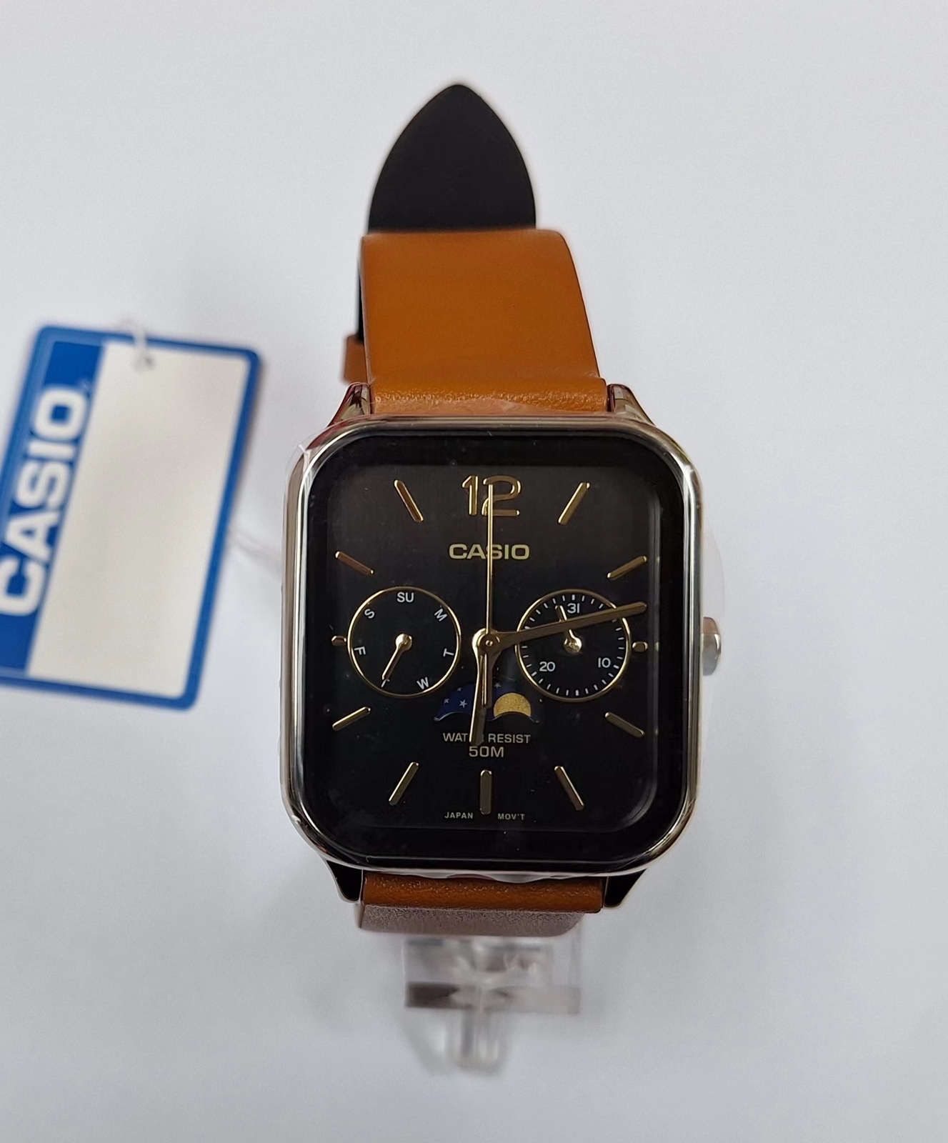Casio MTP-M305L-1A Moon Phase Quartz Brown Leather Band Men’s Watch MTPM305L1A