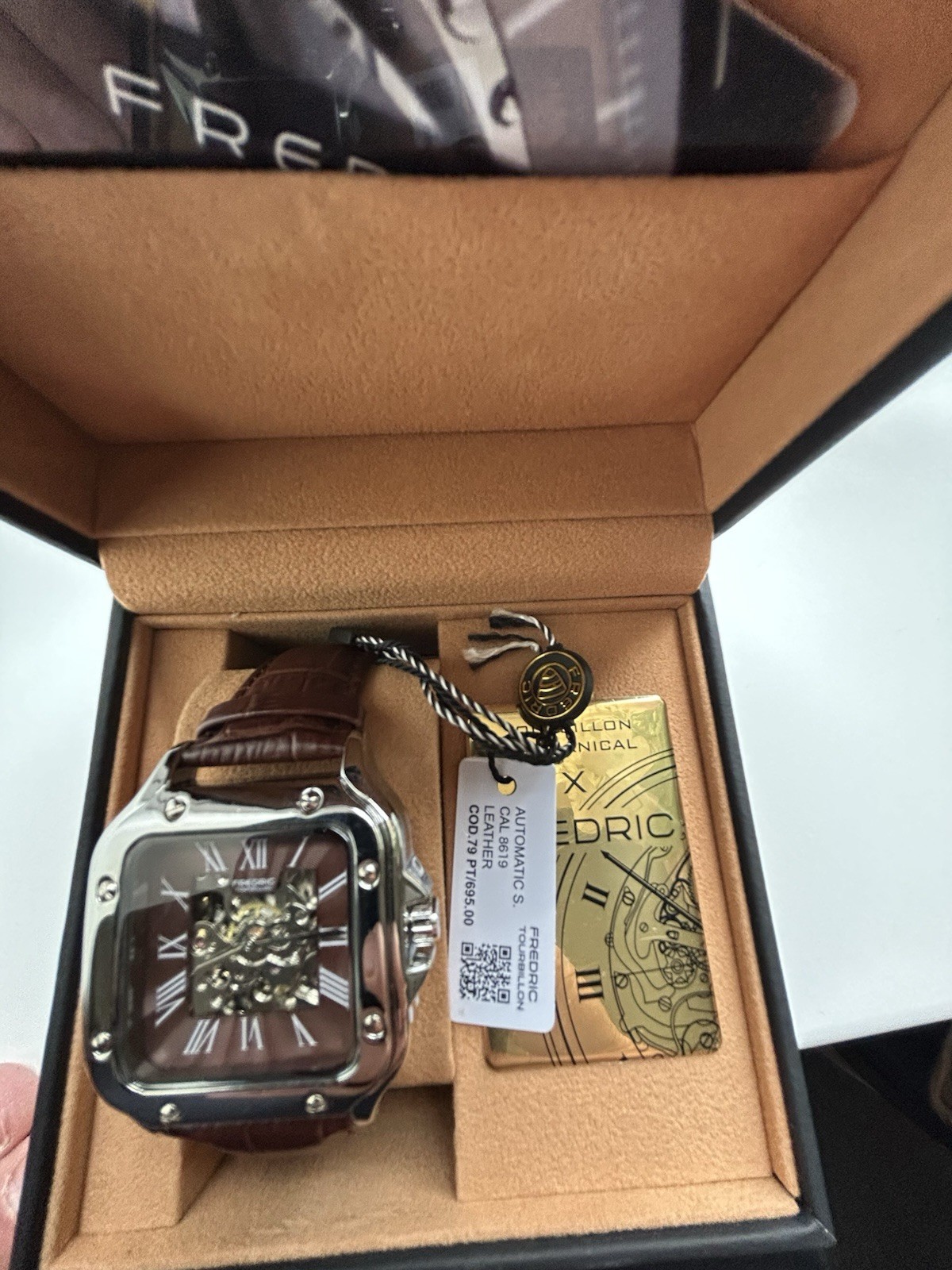 Fredrick Watch Automatic Brand New With Box And Tags Brown Leather Strap