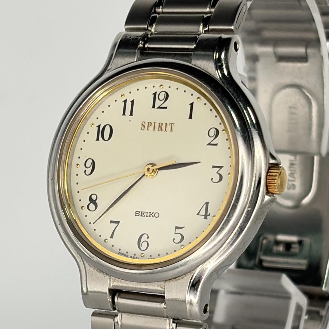 SEIKO Spirit 5E31-6C40 Quartz Watch Silver White Used