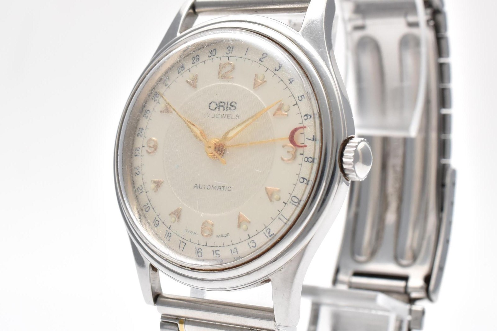 Vintage [Exc+4] Oris Pointer Date 7403-40B Silver 35mm Automatic Men’s Watch