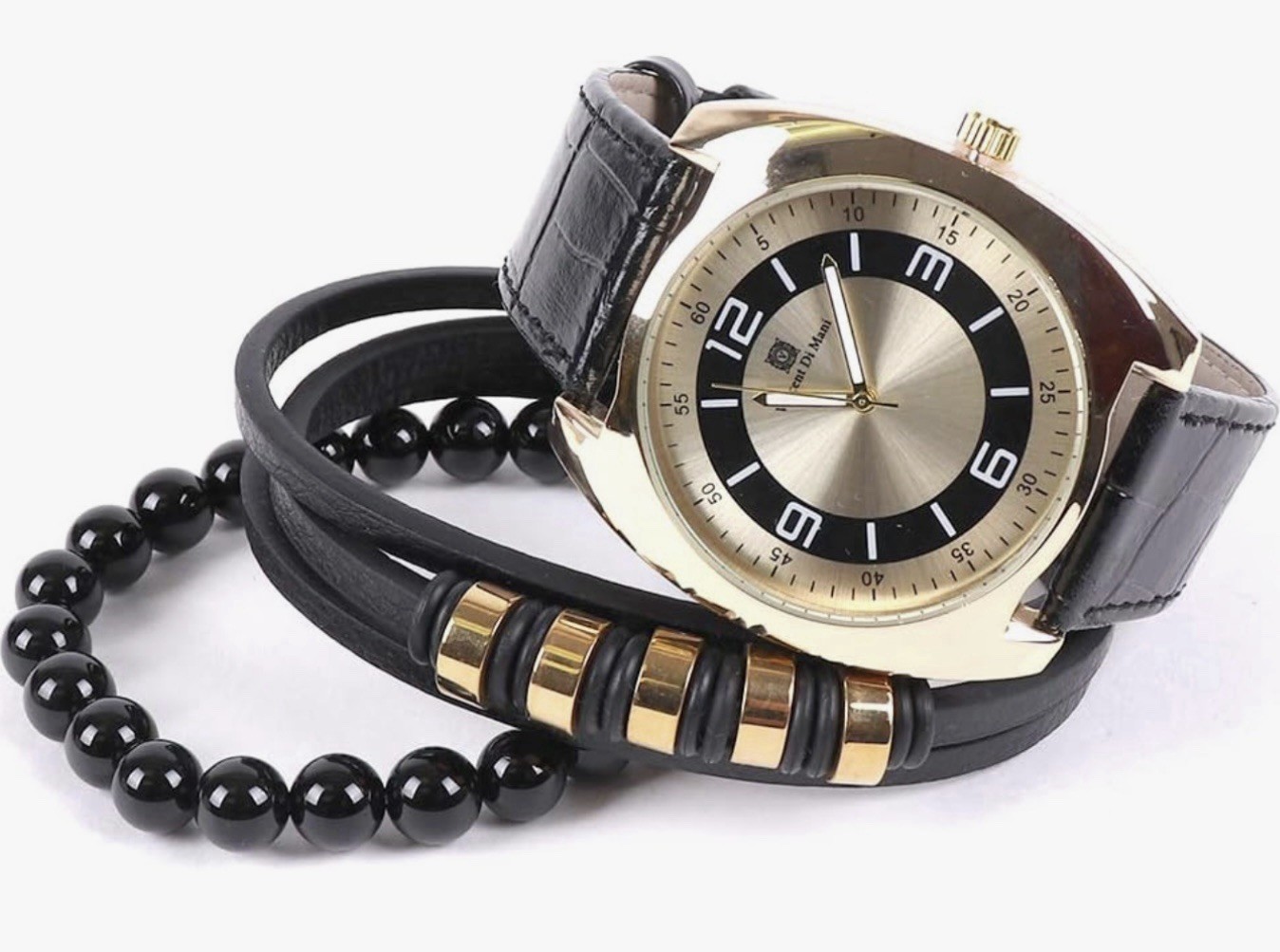 Men’s Stylish Watch & Bracelets Set With Anchor Designs Gift For Him
