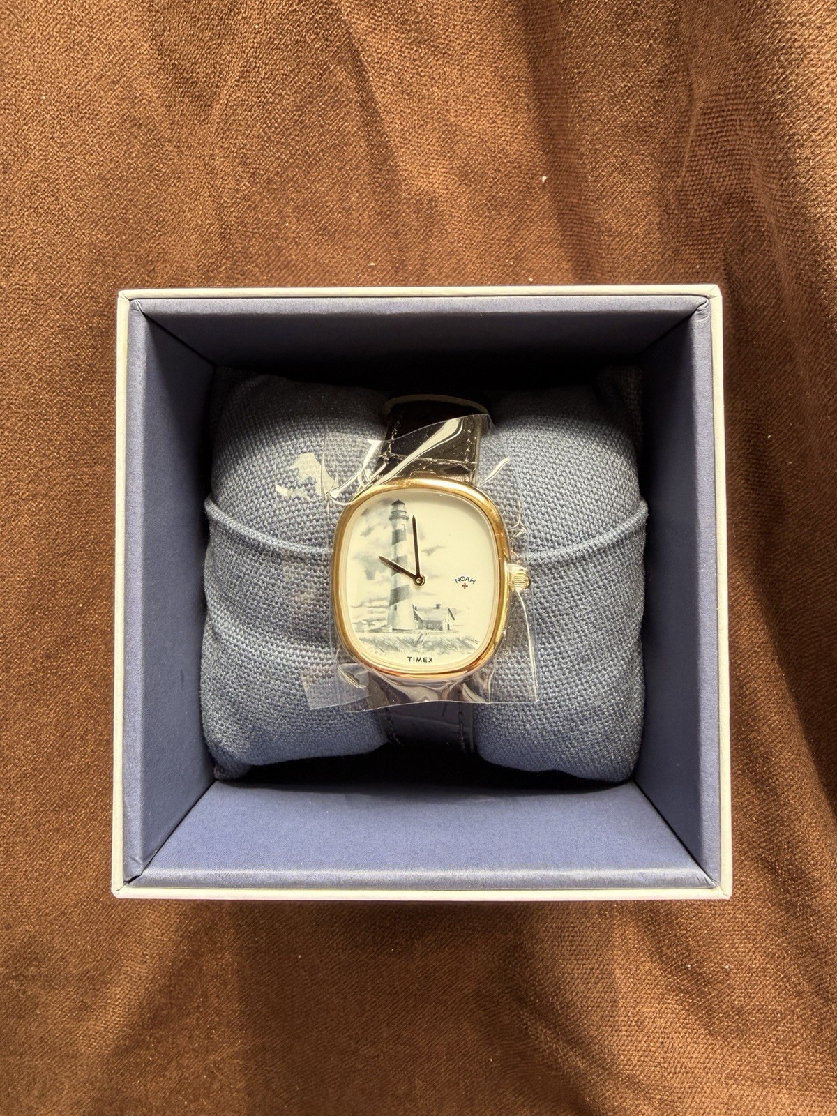 Timex x Noah Lighthouse Quartz Analog Gold Case Black Leather Strap w/ Box