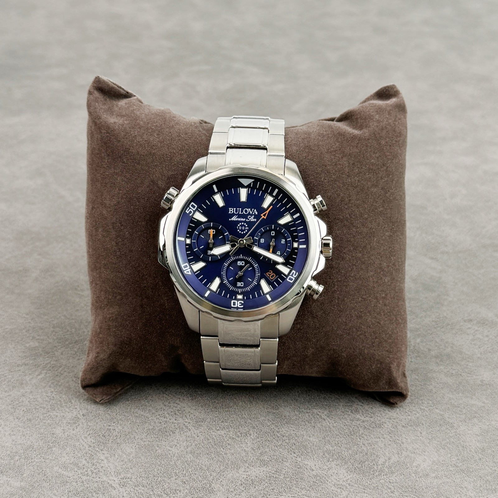 Bulova Classic Blue Marine Star Stainless Steel Man’s Watch 43mm 96B256