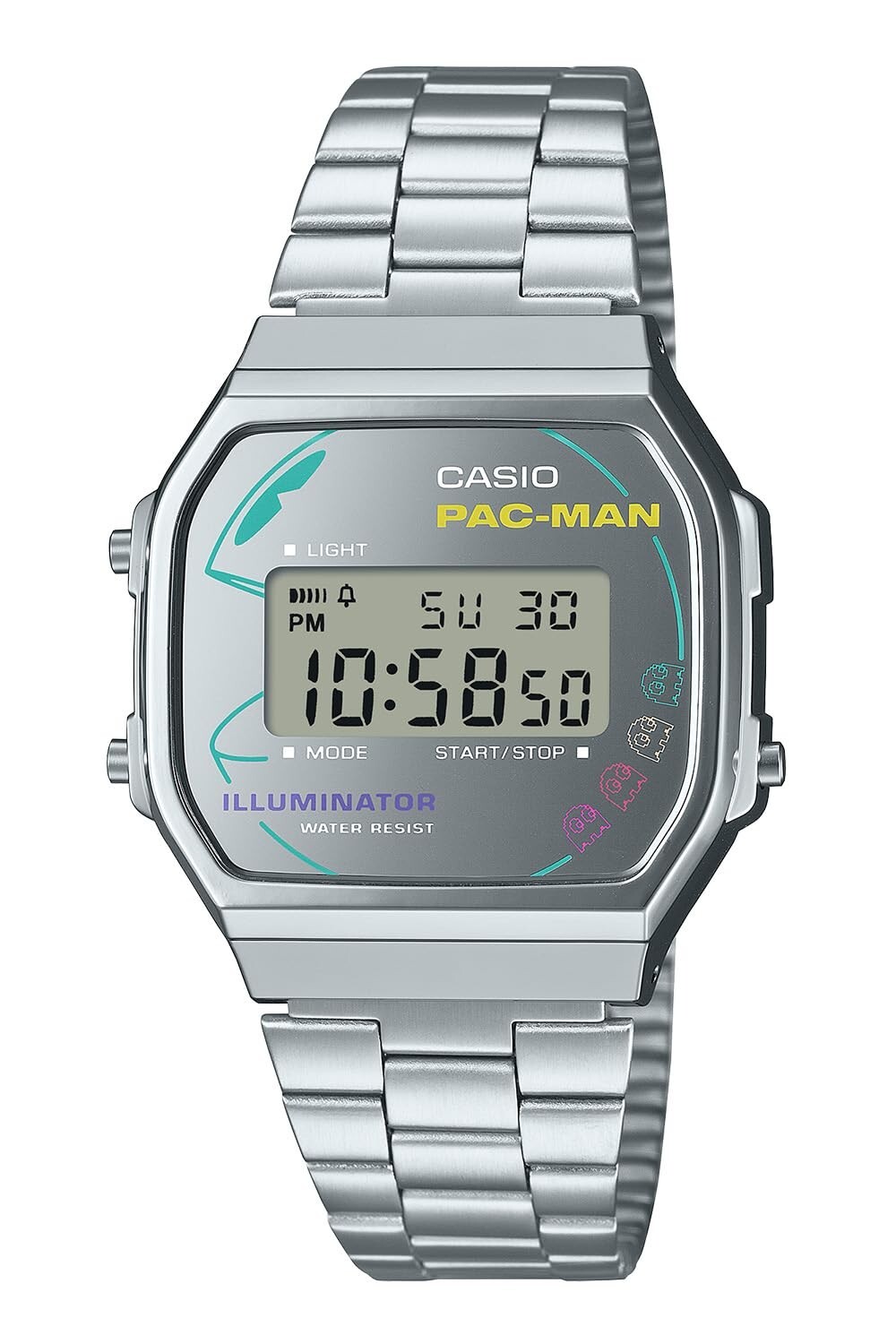 Casio CLASSIC A168WEPC-7AJR For Men LIMITED PAC-MAN Collaboration silver