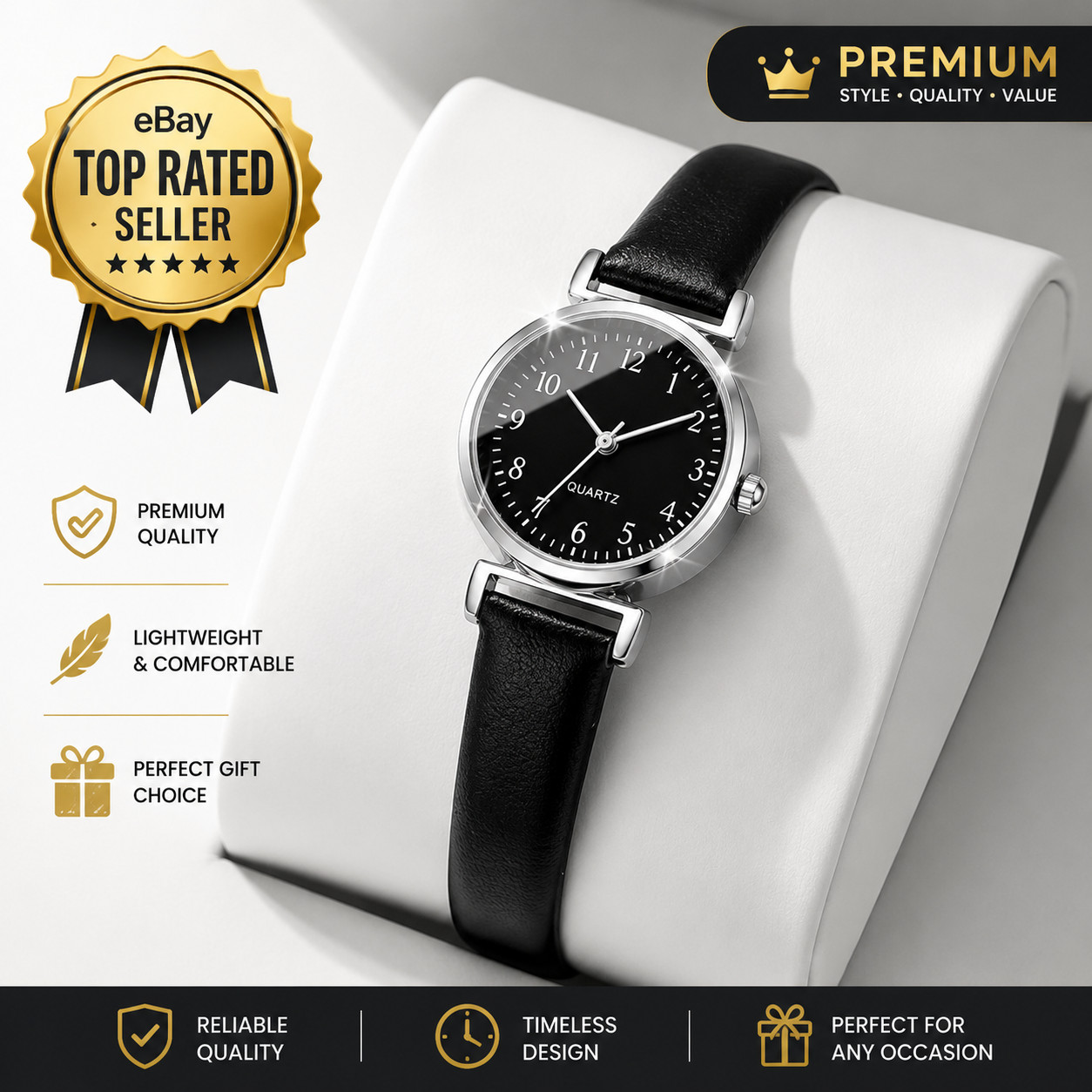 Fashion Small Dial Women’s Watch – Simple Leather Band, Analog Quartz Wristwatch