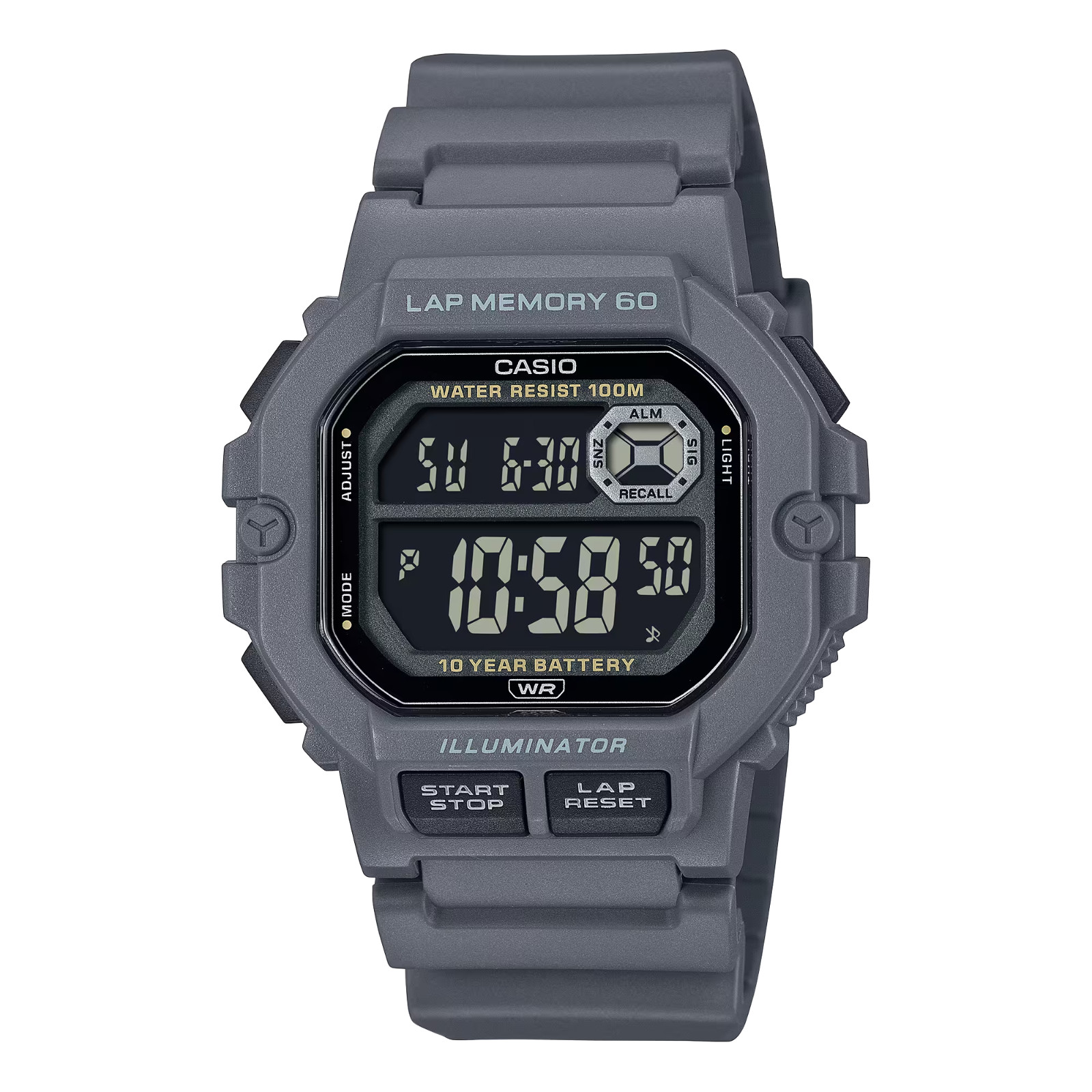 Casio WS-1400H-8BV 100M WR Alarm LED Backlight Stopwatch Dual Time Timer