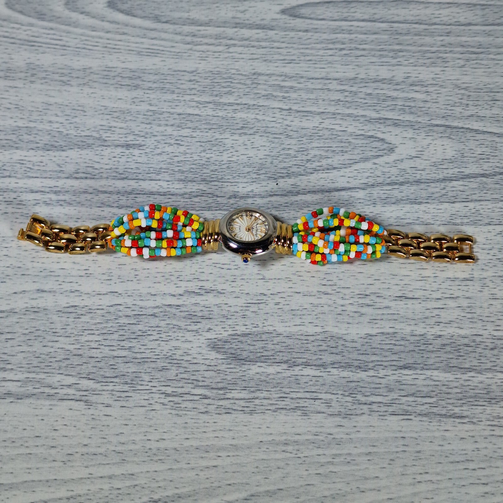 Marcel Drucker Ladies Multicolour Bead Quartz Watch Boxed Bohemian Retro Vtg