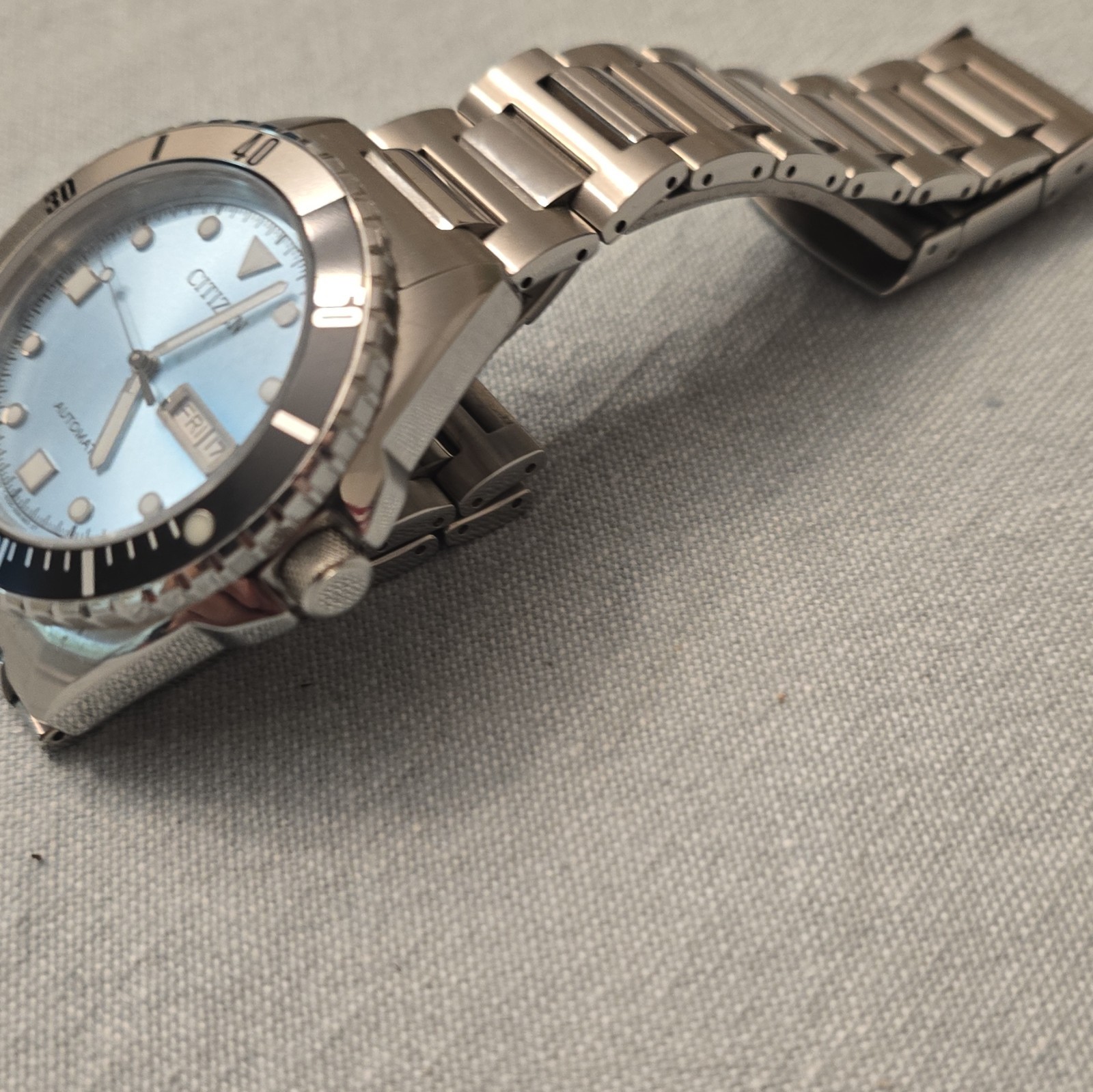 Citizen Men’s Light Blue Automatic Silver Stainless Steel Watch 42 MM NH7530-52L