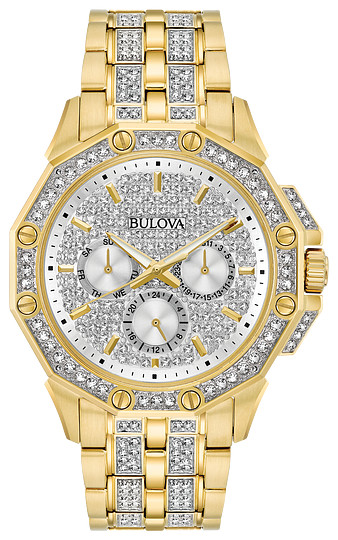 Bulova Octava Crystal 98C126 Yellow Tone Quartz 42mm Stainless Steel Men’s Watch