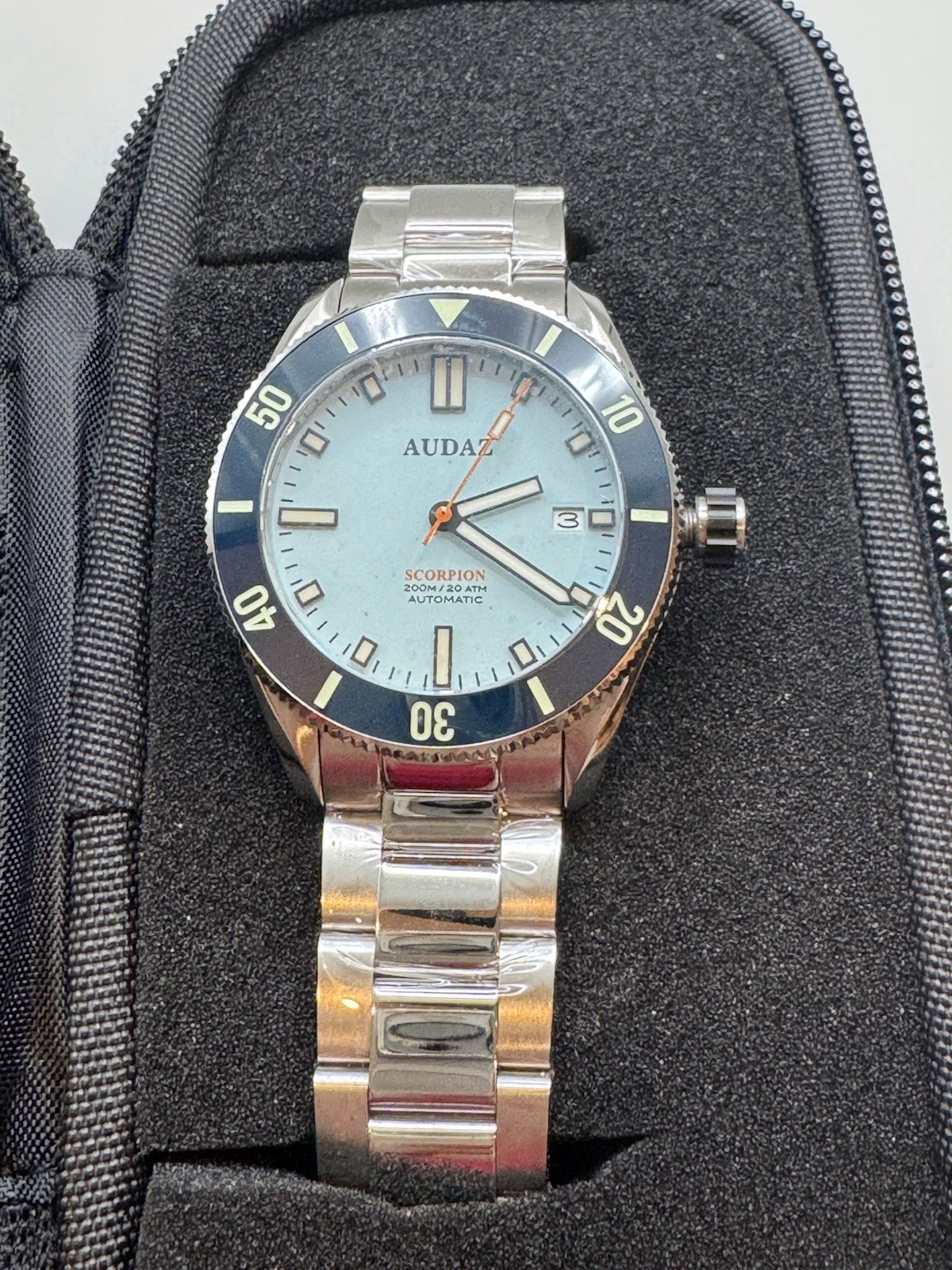 Audaz Scorpion ADZ-3090-05 Automatic Diver NEW 9015 Sapphire 200m Tiffany Blue