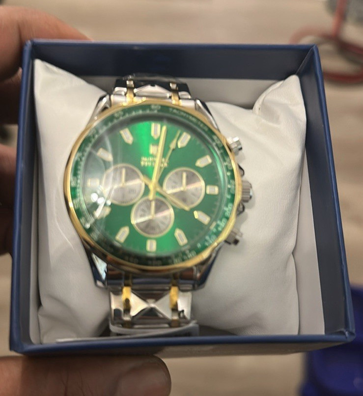 Montres Prestige Men’s Two-Tone Green Dial Quartz Chronograph w/ Box