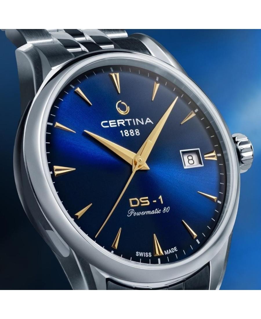 CERTINA Men Analog Automatic Casual Watch Classic Dress Blue Dial Waterproof Rou