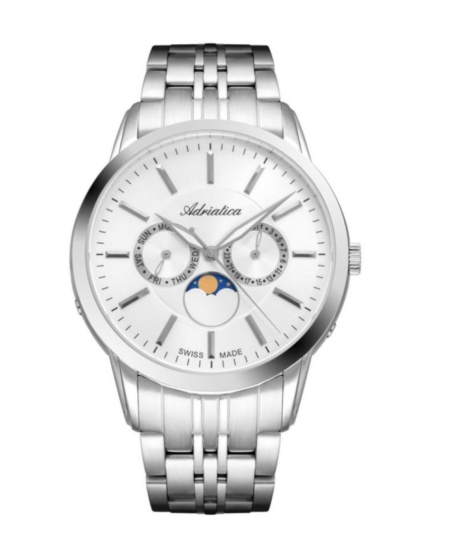 ADRIATICA Men Quartz Casual Watch Classic Dress Silver Dial Waterproof Swiss