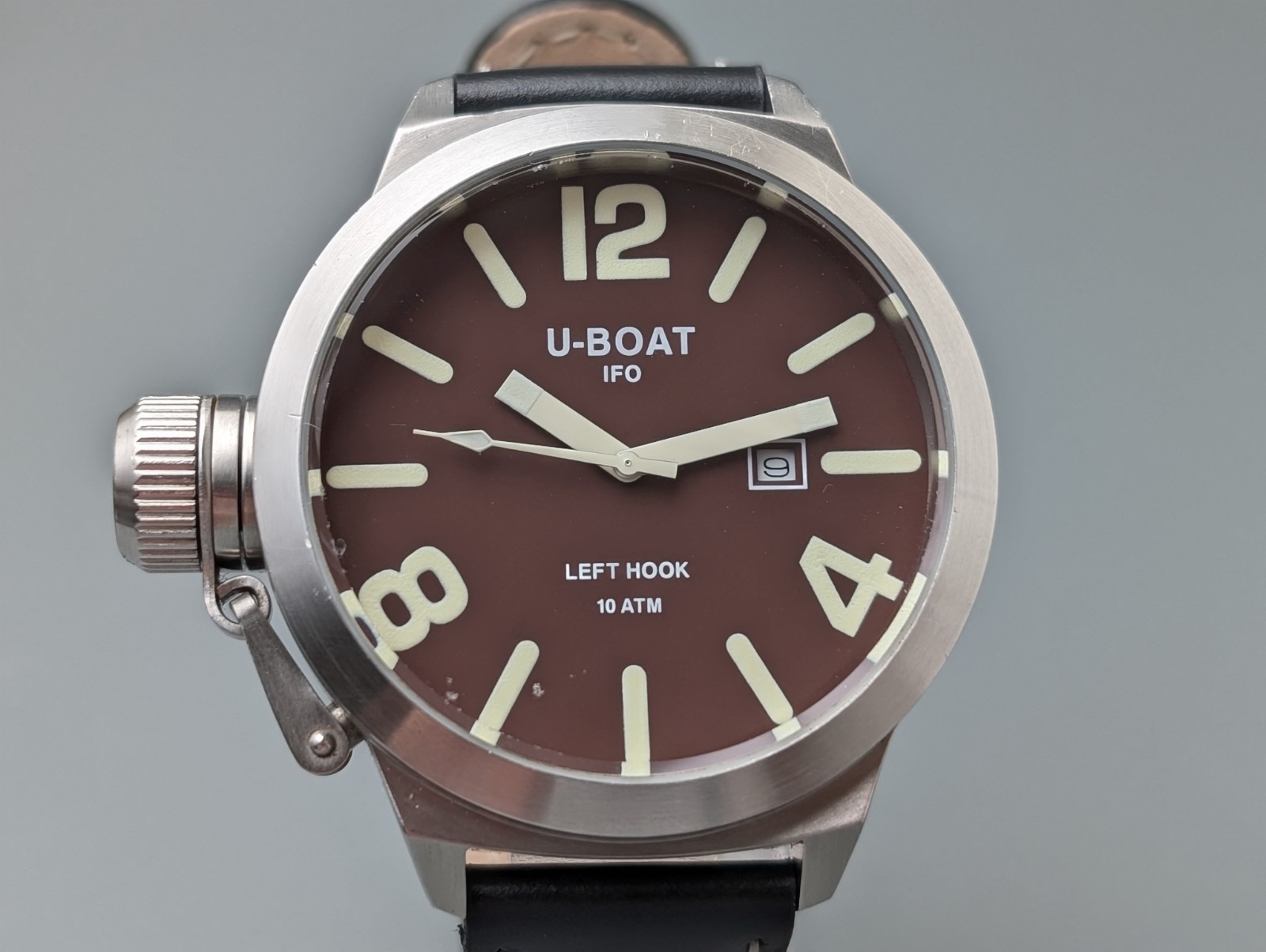 U-BOAT Left Hook B45-08 Brown Dial Quartz Men’s Watch Vintage 45mm