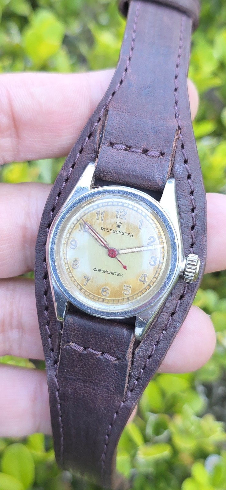 Vintage ROLEX Oyster Chronometer Ref 2595 Military 29mm Patina Dial Manual Watch