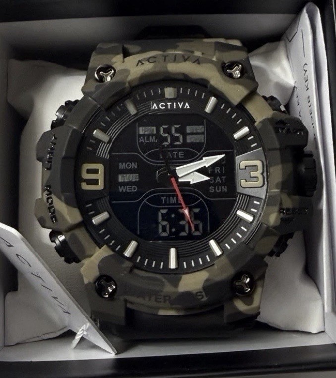 ACTIVA ACW8049 Men’s Analog-Digital Camo Quartz Watch Blue Backlight