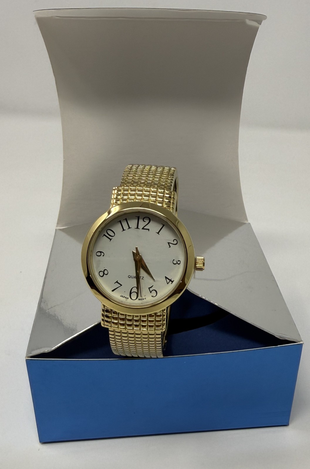 Avon Gold Tone Easy-to-Read Ladies Cuff Watch Quartz Japan Movement New in Box