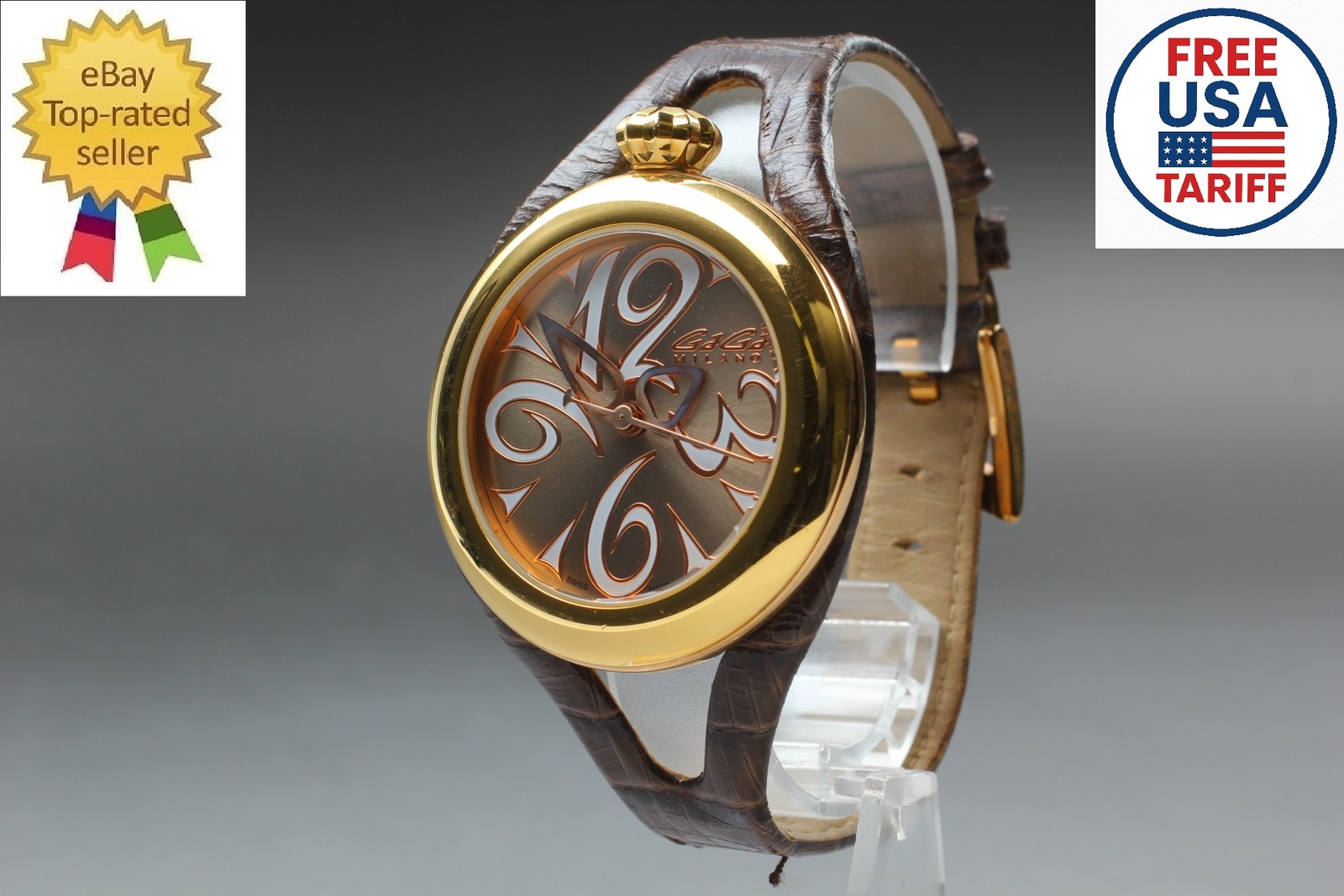 [Near MINT] Gaga Milano Ref 6071 Gold Flat 42 Unisex Watches From JAPAN