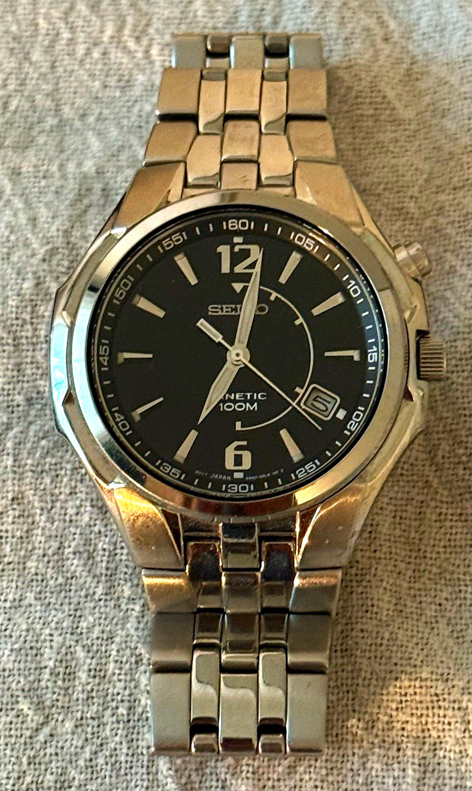 Seiko Kinetic 5M62 Black Dial Stainless Steel 100M – New Capacitor