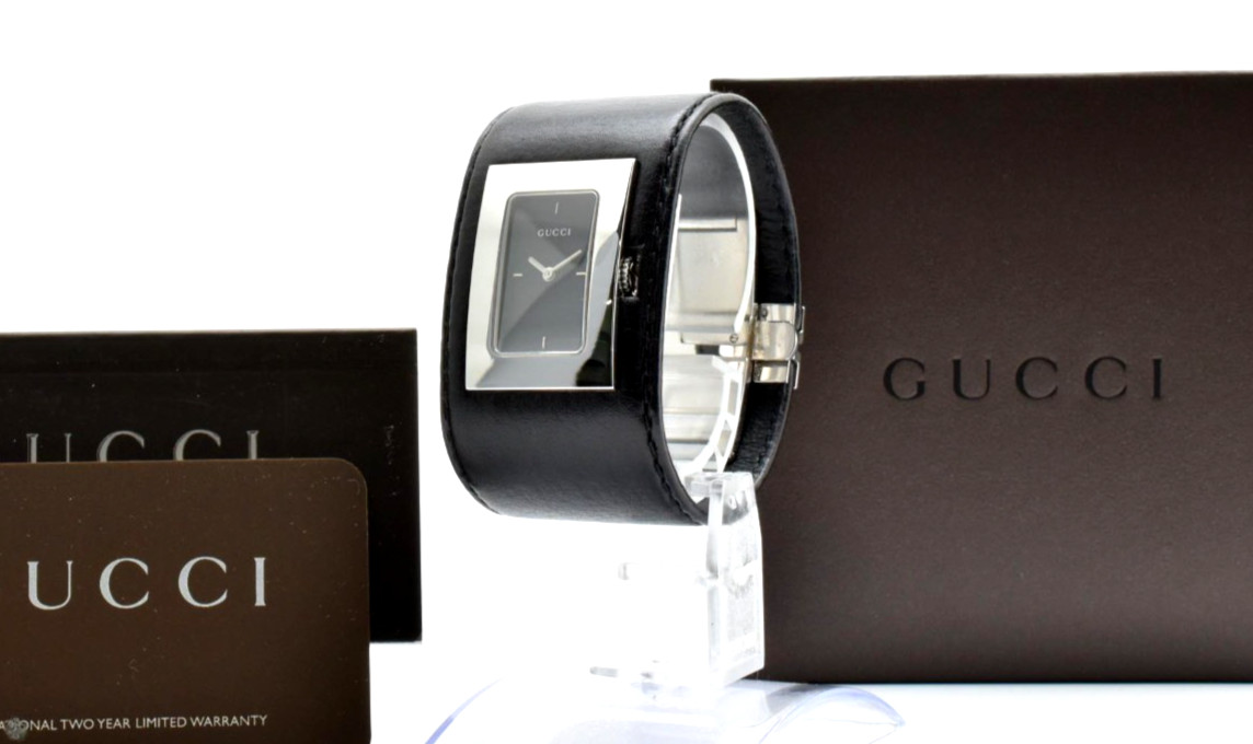 [MINT/Box] Gucci 7800L Black Dial 24mm Bangle Women’s Quartz Leather Watch JAPAN