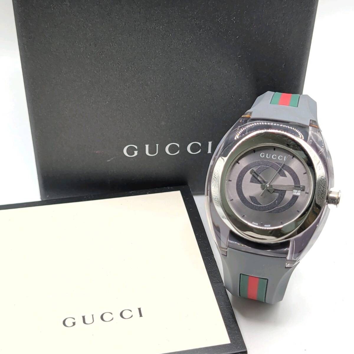 Gucci 137.1 Sync Men’s Quartz Watch Gray Inter Chain Authentic Refurbished