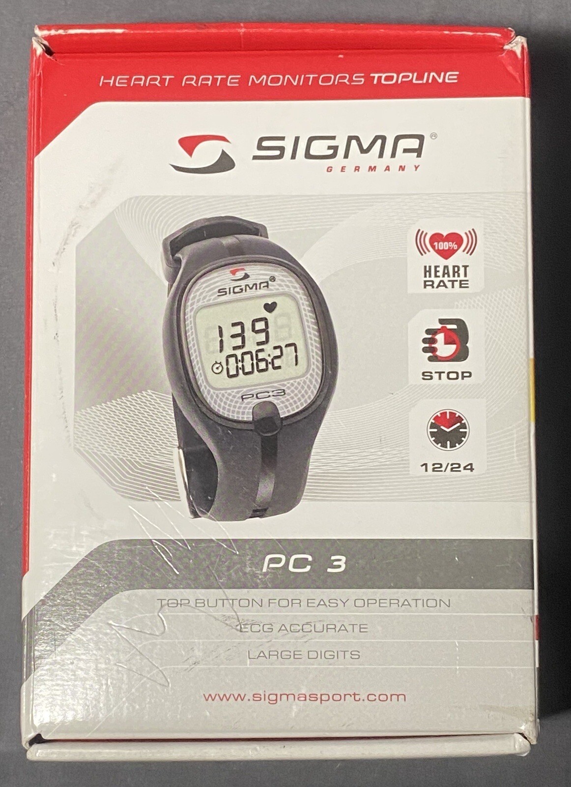 Sigma PC3 Digital Watch, Black Buckle Band in Box – Original Paperwork