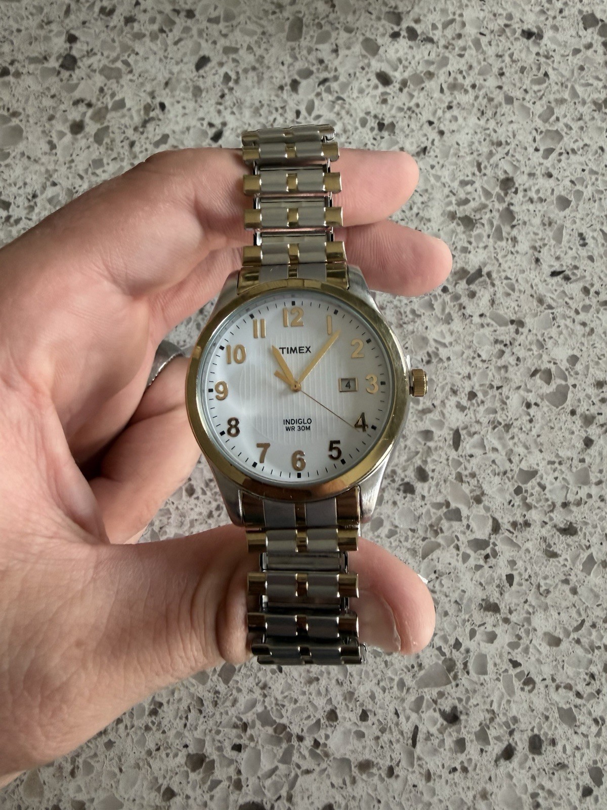 Timex T2N851 Quartz Two-Tone Stainless Bracelet White Dial Date 30m 32mm