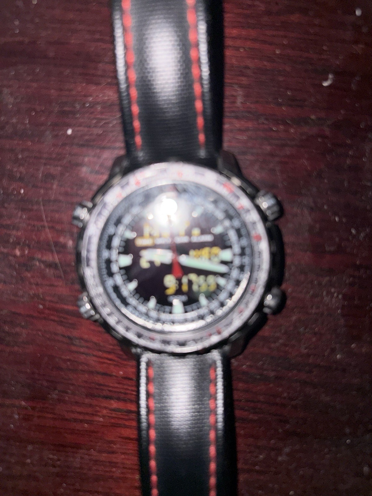 Seiko Flightmaster Analog/Digital Quartz Black Dial 100m Slide Rule Leather