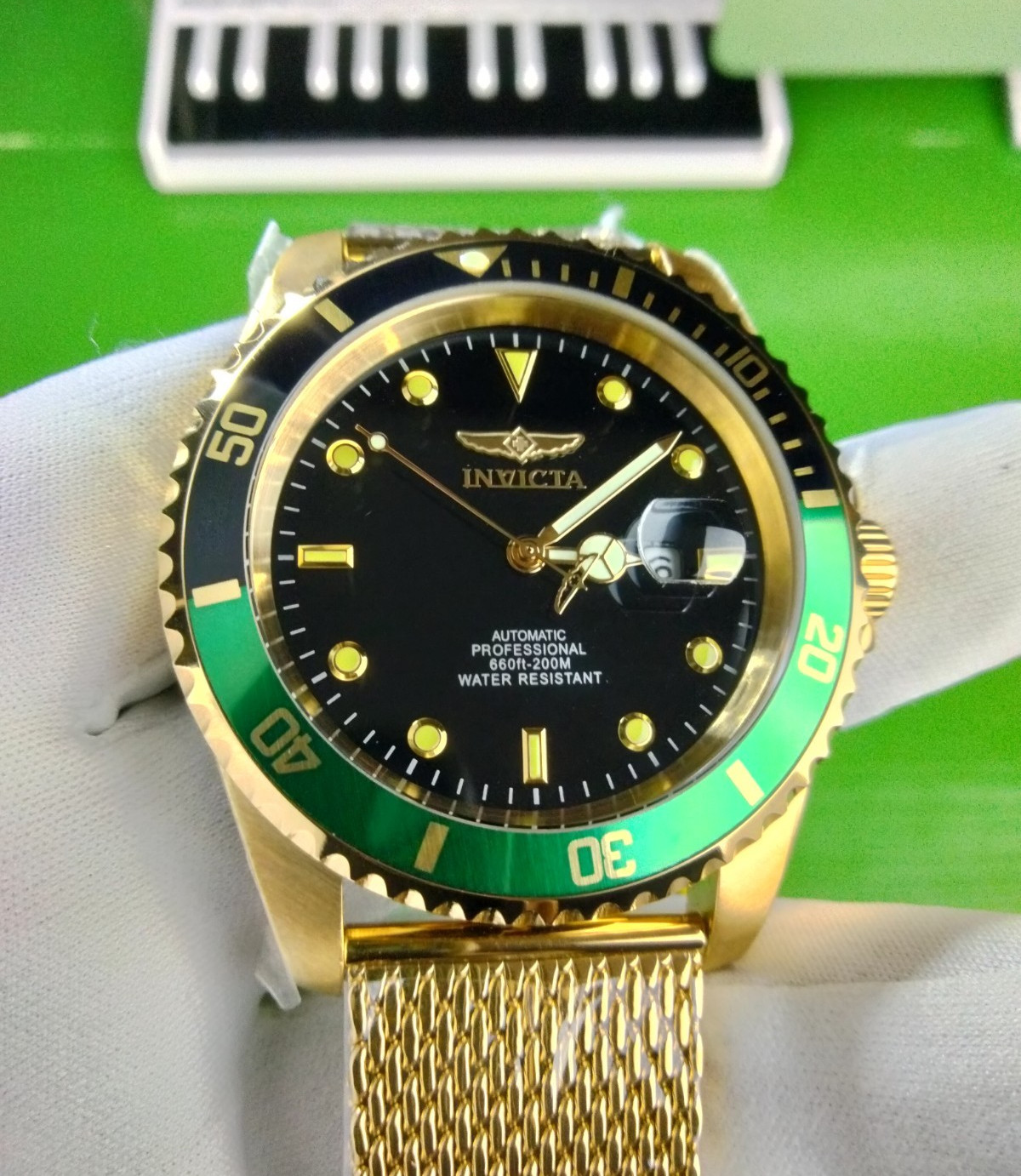 Invicta Pro Diver 47967 Automatic Men’s Watch 47mm Gold Black Dial 200M