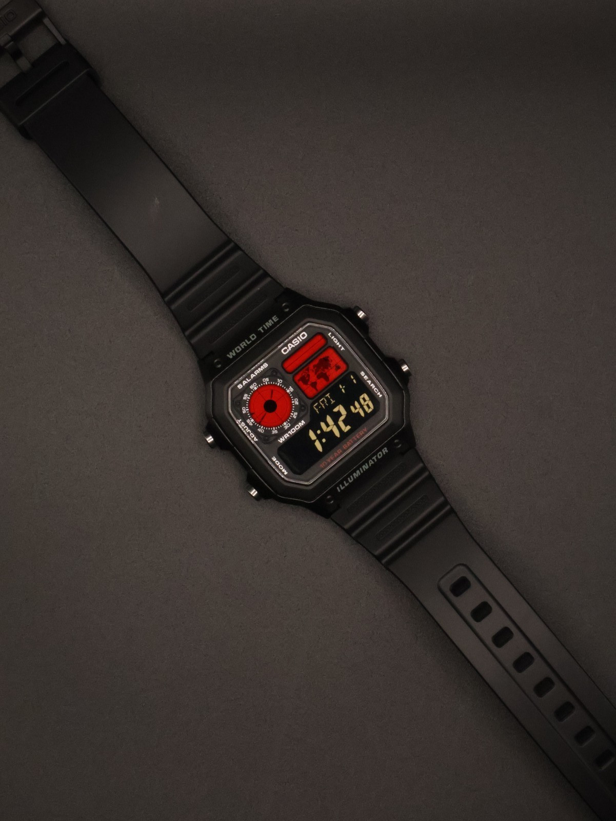 “Roulette” | 🔴⚫ Negative Display | Custom CASIO AE-1200 | Royale | HB Watch MOD