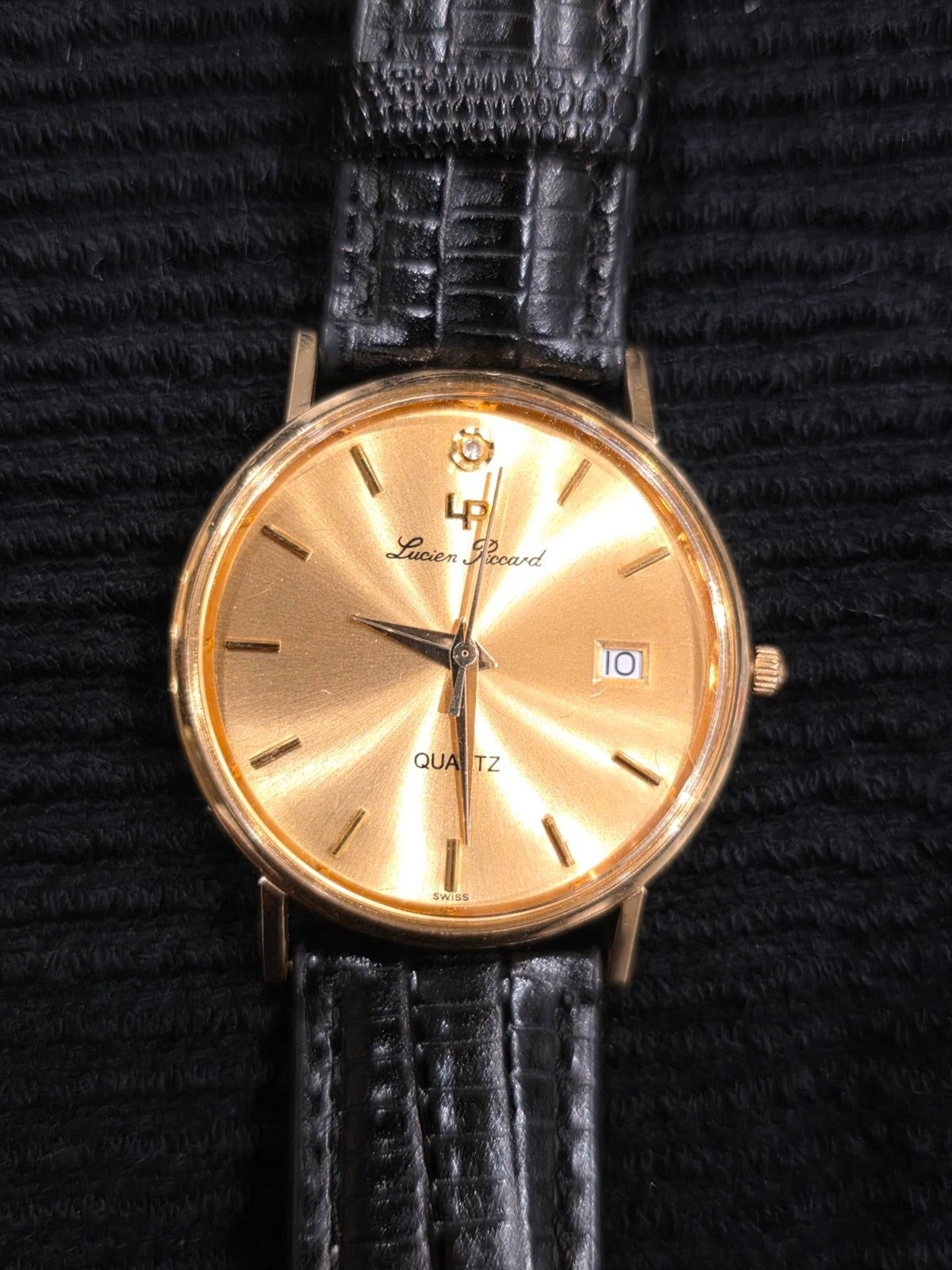 Lucien Piccard 24787 – 14K Solid Gold, Diamond 12O, Swiss Quartz, Pristine