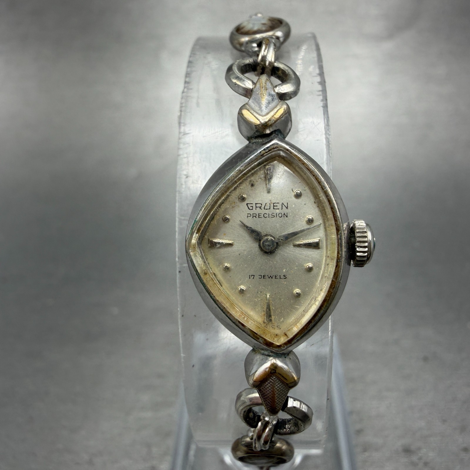 Gruen Precision Watch Women 14mm Silver Dial 10K Gold Plated Manual Wind Runs