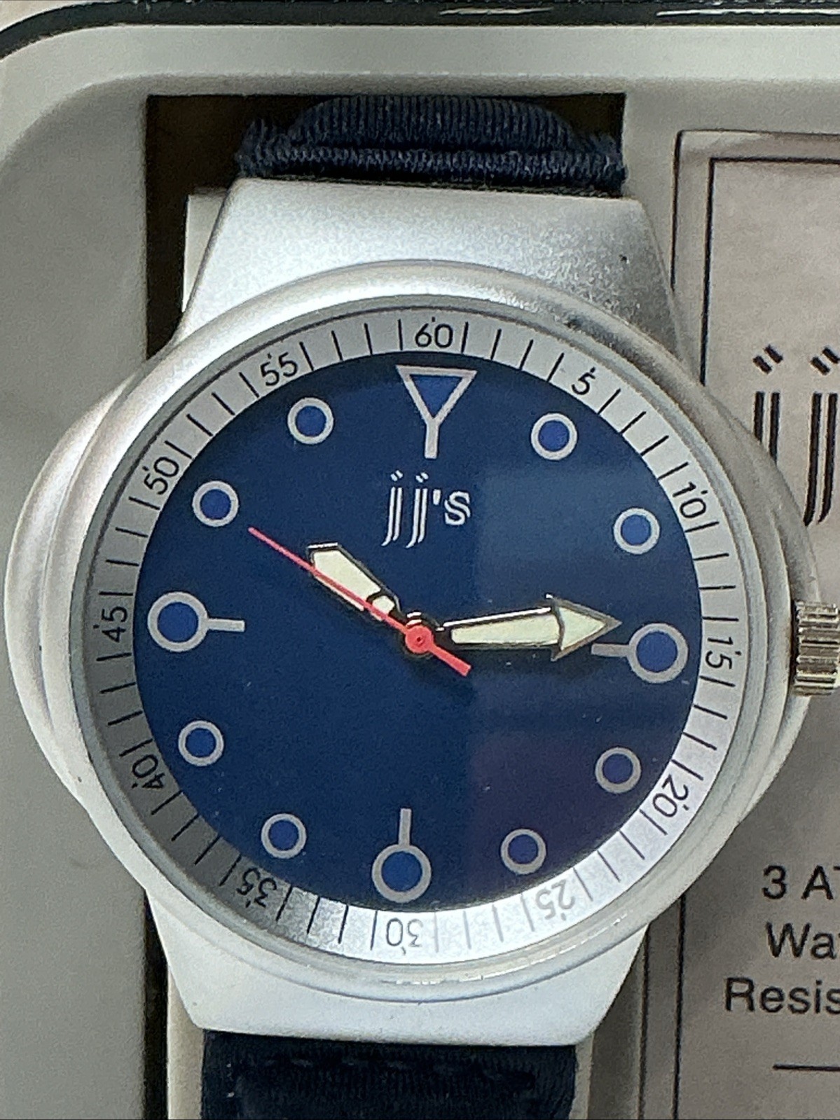 JJ’s Australia Watch NL0051 Navy Blue Dial Japan Quartz Fabric Strap NIB Manual