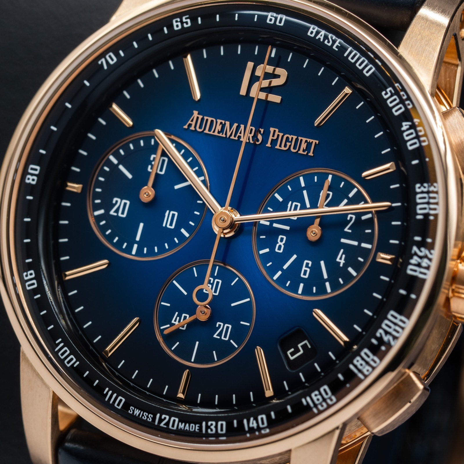 Audemars Piguet Code 11.59 18K Rose Gold Chronograph Blue Men’s Watch 26393OR