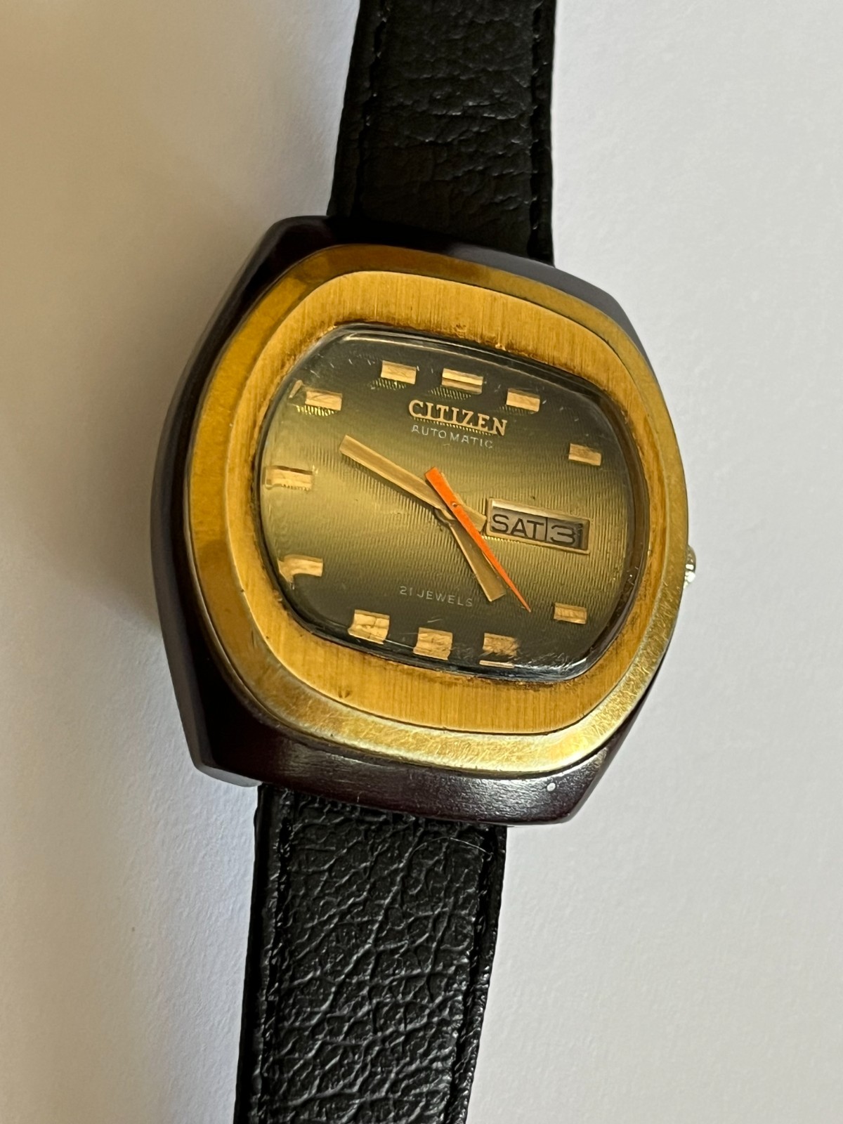 Vintage Citizen Automatic Red Dark Wine Color Day Date Men’s Watch