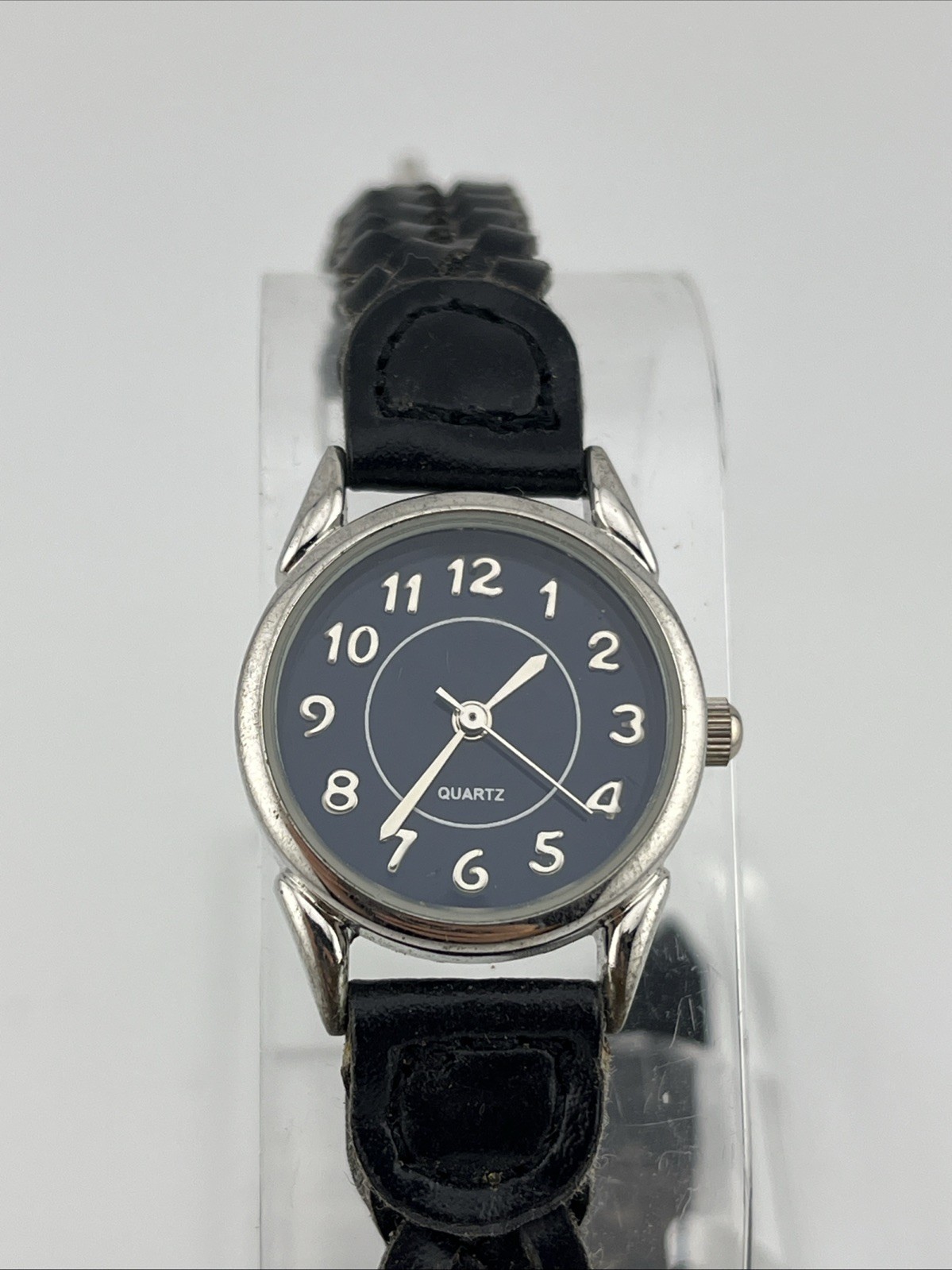 White Stag Watch Women 23mm Case Black Braided Band Blue Dial- New Battery
