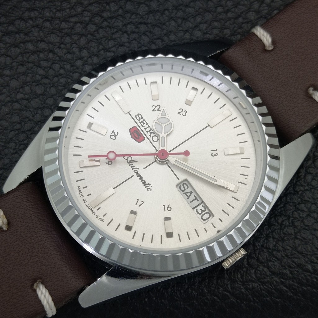 REFURBISHED SEIKO 5 AUTOMATIC 6309A JAPAN MENS VINTAGE SILVER WATCH a442821-1
