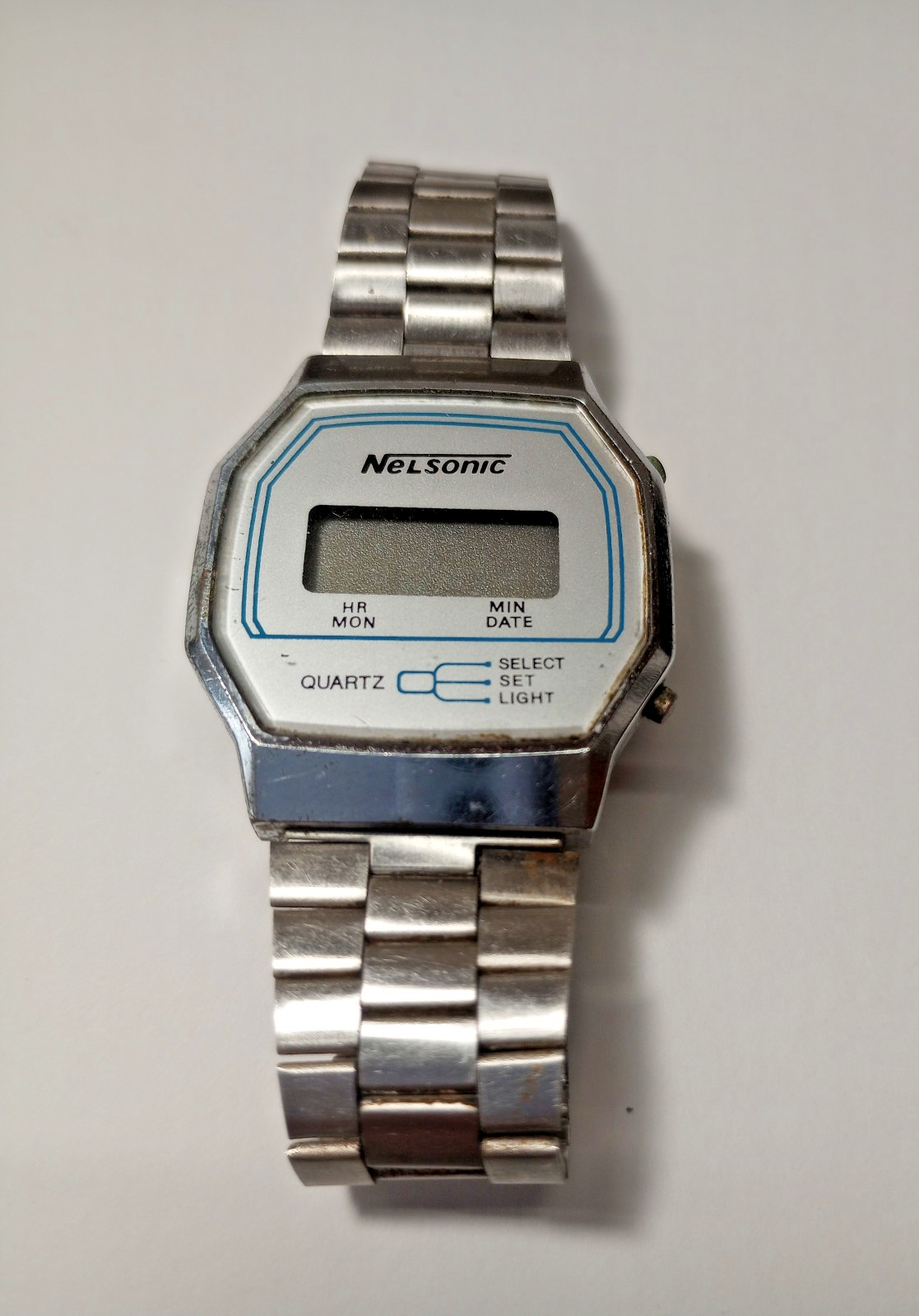 Vintage Nelsonic LCD Adjustable 34mm Stainless 1980s Retro Video Game Watch
