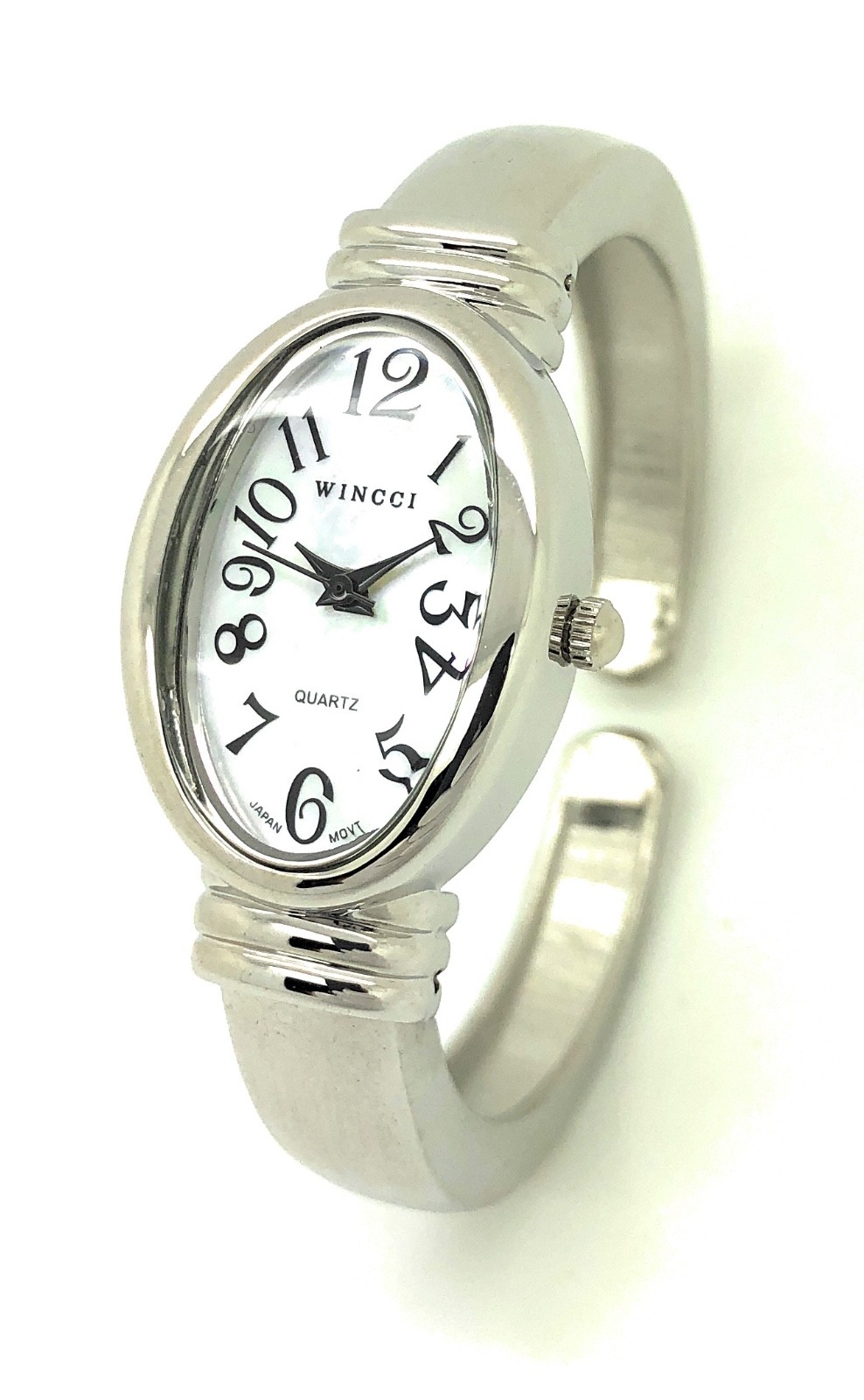 Wincci Ladies Oval Case Metal Bangle Cuff Fashion Quartz Watch Easy Reader