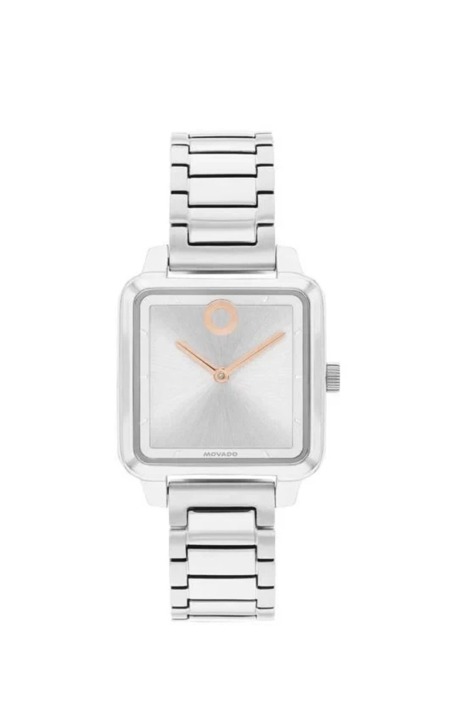 Brand New Movado Trend Stainless Steel Square Dial 27mm Watch 3601368