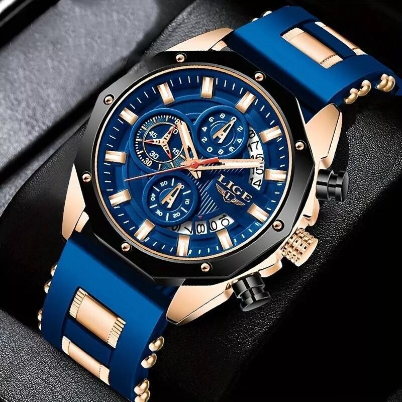 LIGE Men’s Watch Quartz Analog Luminous 3ATM Waterproof Luxury Casual Wristwatch
