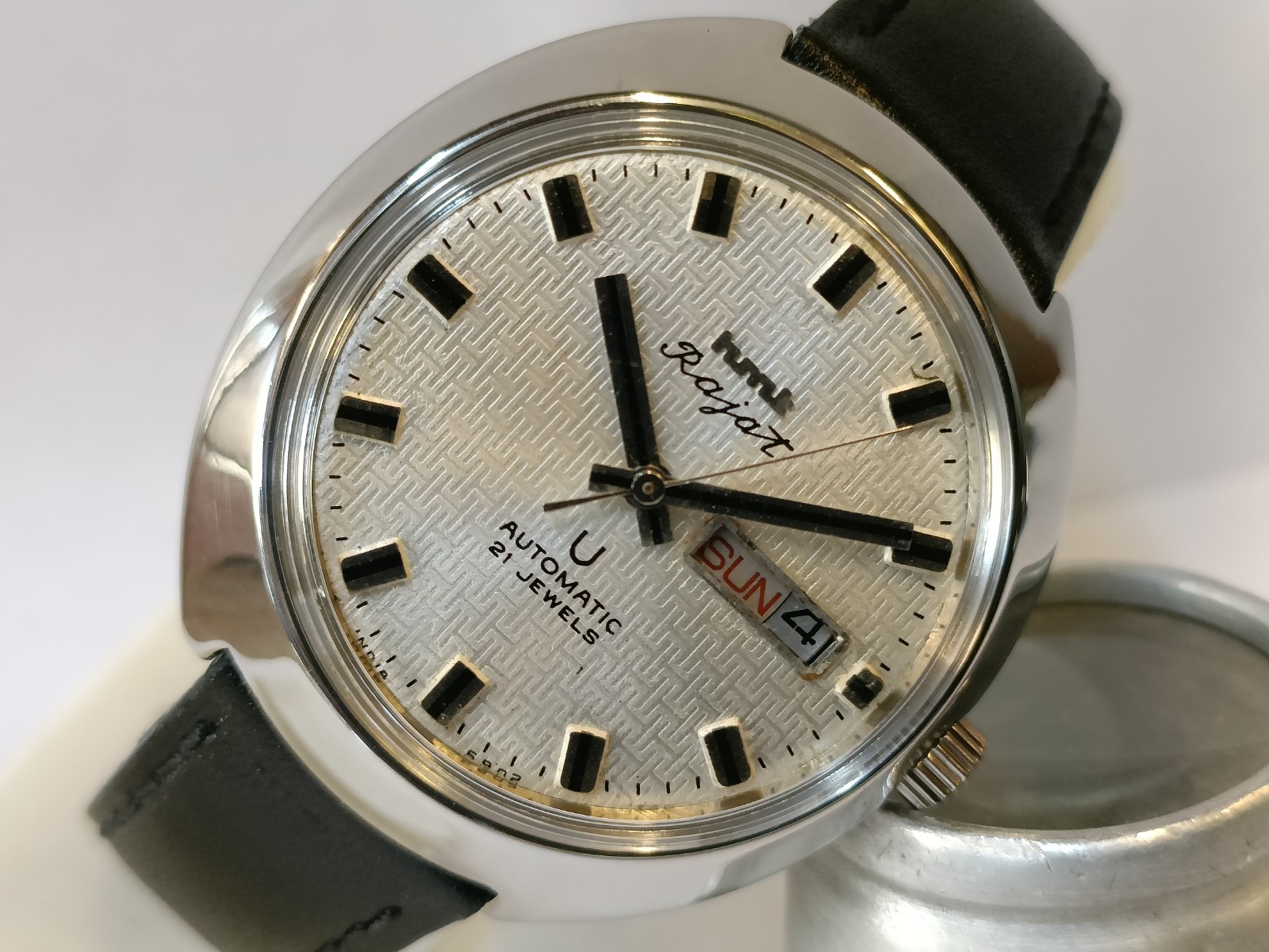 ORIGINAL HMT RAJAT 21J AUTOMATIC WHITE DIAL INDIA MEN’S WORKING CONDITION