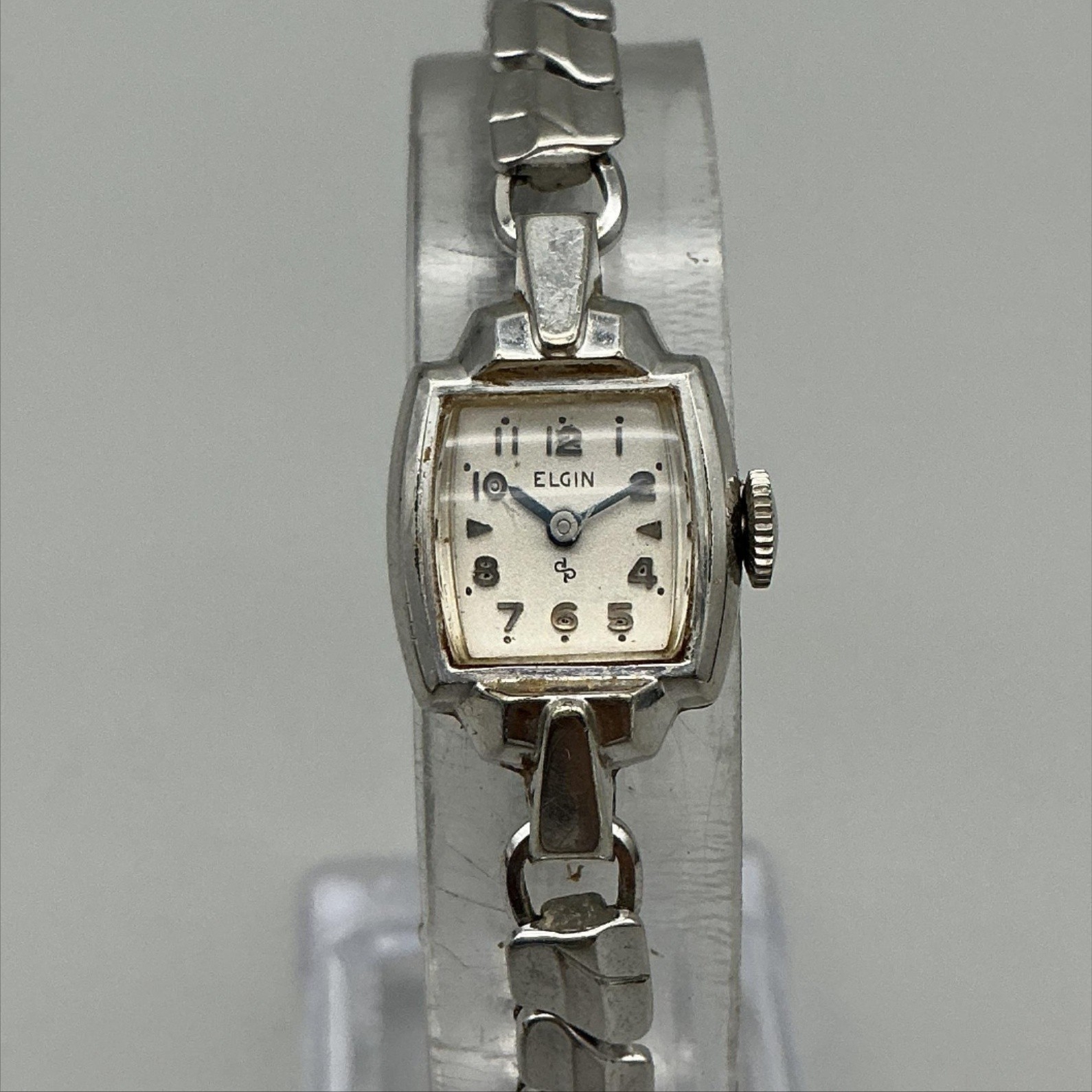 Vintage Elgin Womens Watch 14mm 10K RGP Cocktail Stretch Band Manual Wind