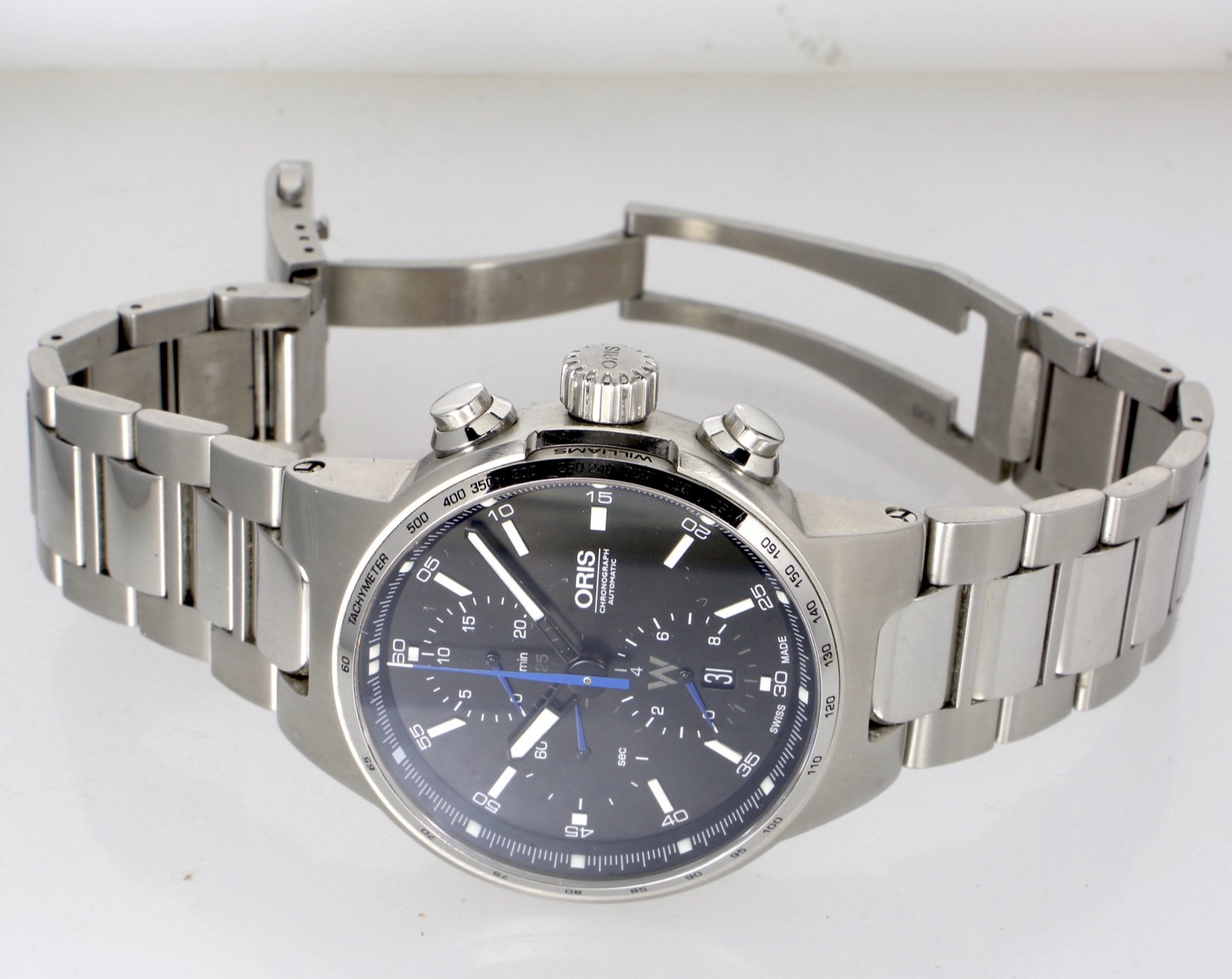 ORIS 44MM WILLIAMS 7717 AUTOMATIC CHRONOGRAPH BLACK & BLUE DIAL MENS SWISS WATCH