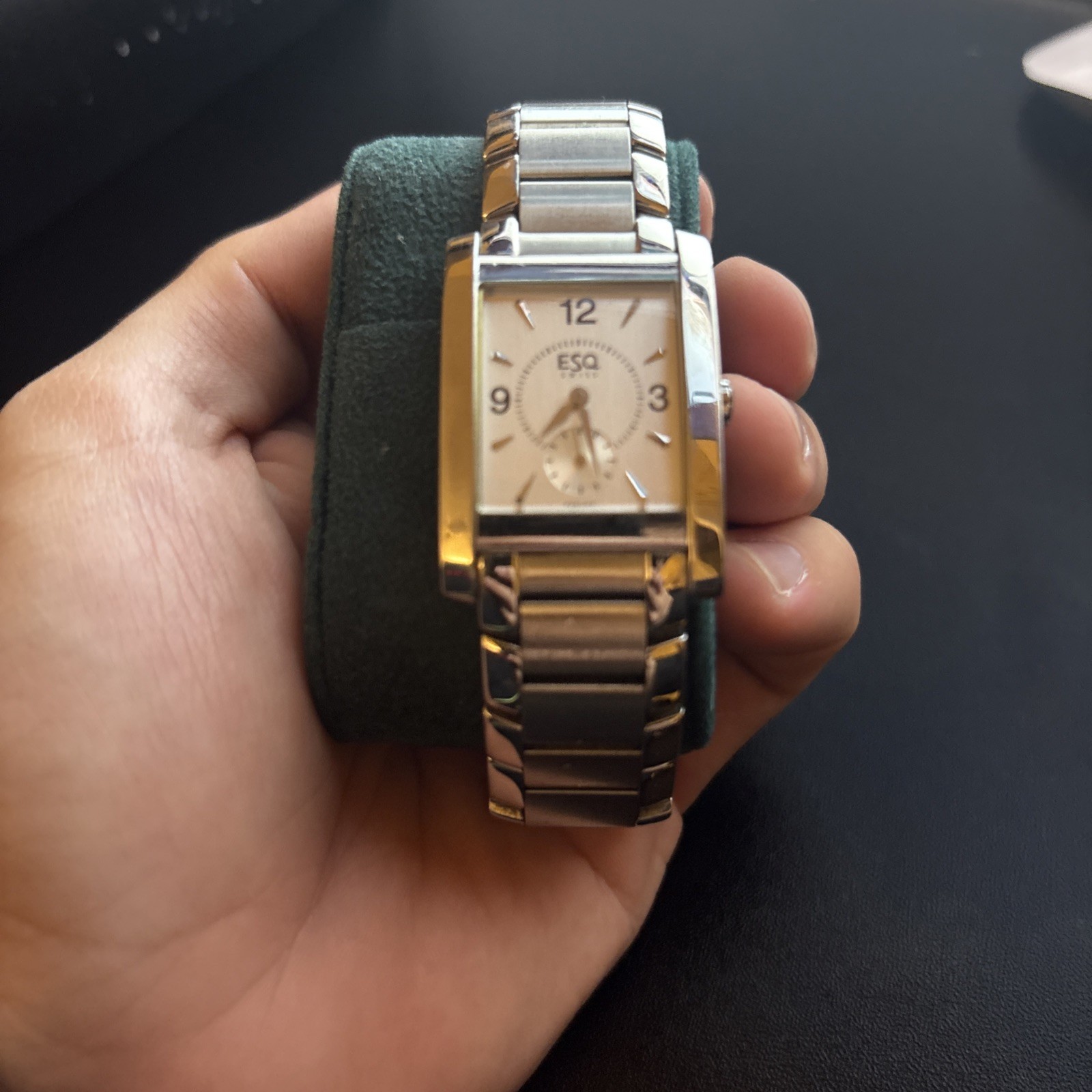 ESQ Esquire — Silver Rect. Sub-seconds classic dress silhouette
