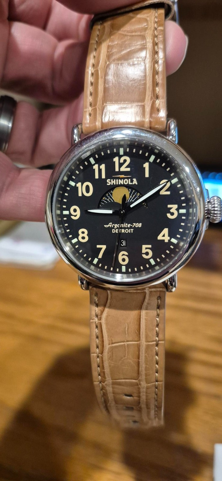 Shinola 41mm Runwell Moon Phase Watch Argonite-708 Stainless Steel Case 11000181