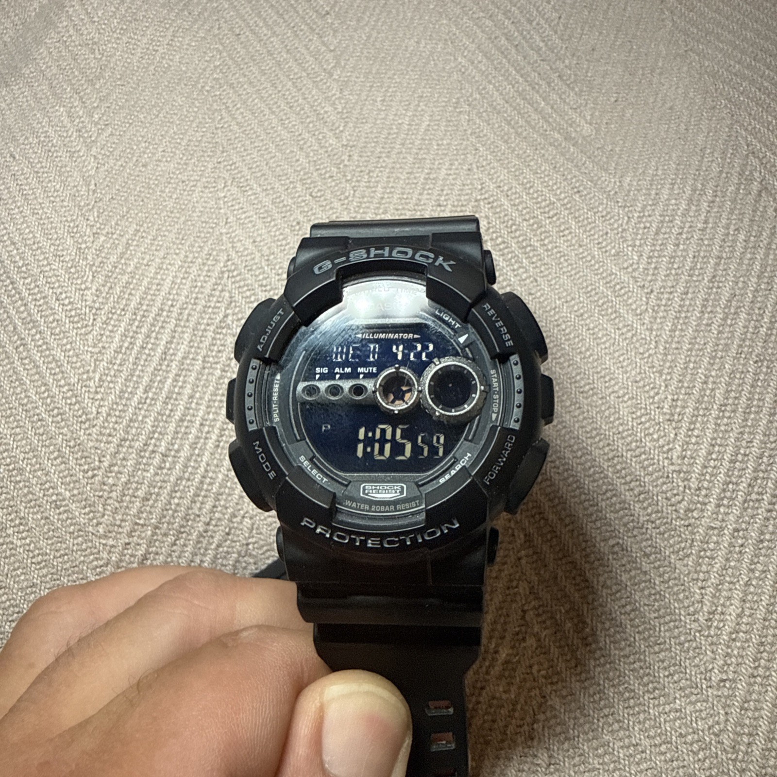G-Shock Digital Watch Men’s Waterproof Black Rubber Strap G201 No Box