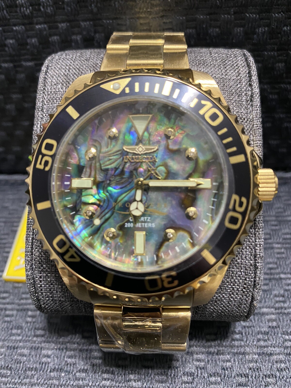 Invicta 47mm Pro Diver, Abalone W/Diamond Accents,Gold Tone Watch, Model #37403