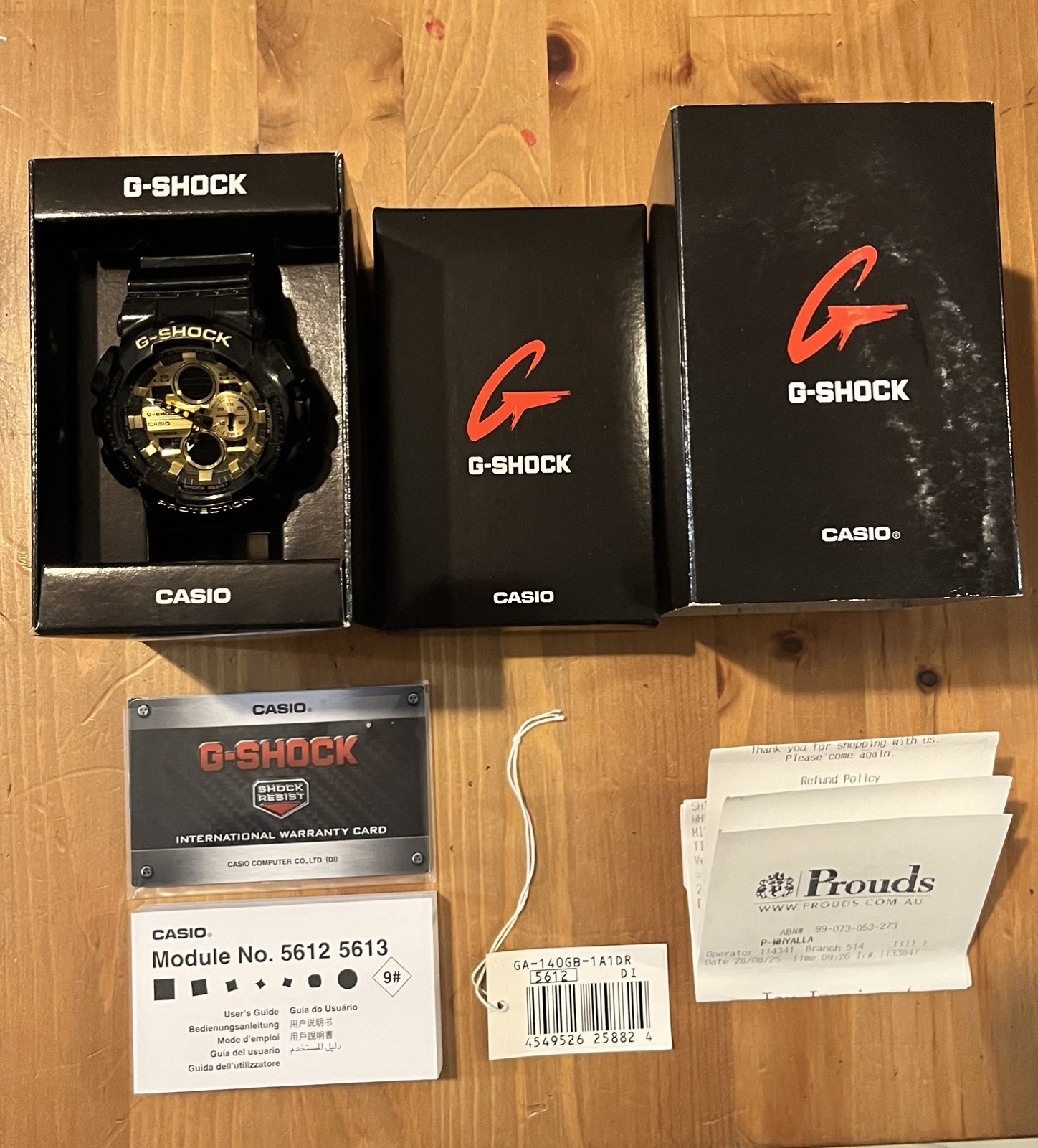 Casio G-SHOCK Black/gold Resin Analog-Digital Men’s Watch – GA140GB-1A1