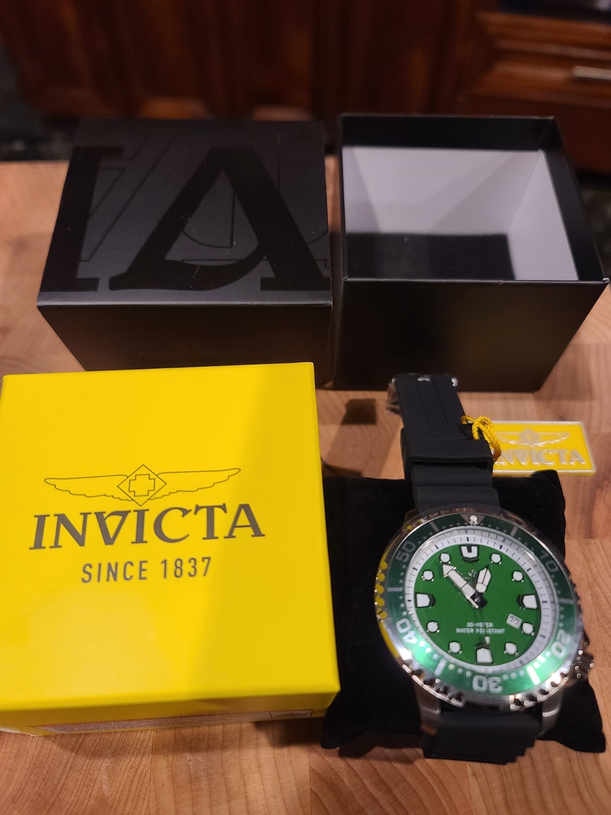 Invicta Pro Diver – Green Bezel/Face – Black Silicone Bracelet – (Green Turtle)